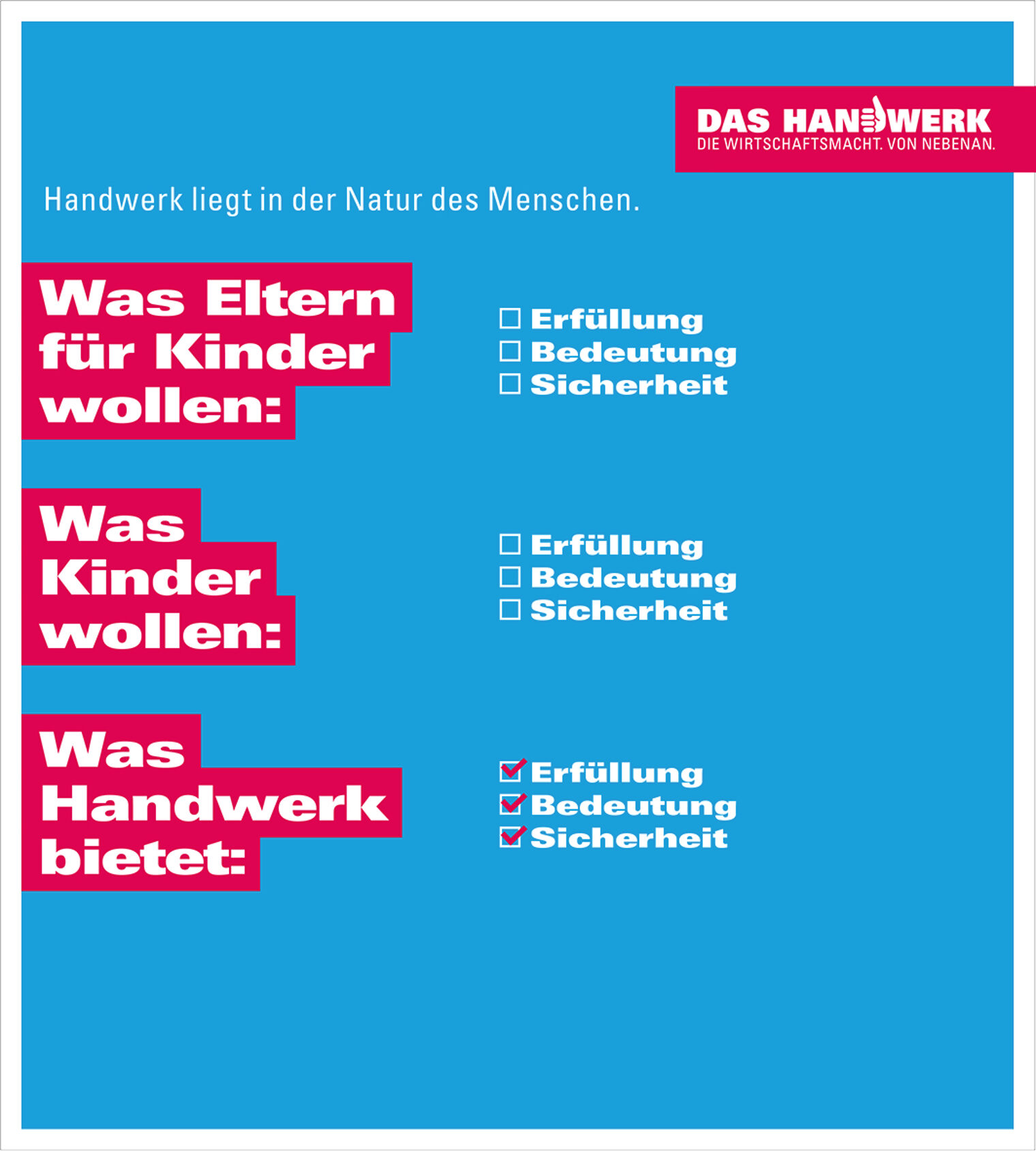 Was Handwerk bietet Plakat - Handwerk liegt in der Natur des Menschen